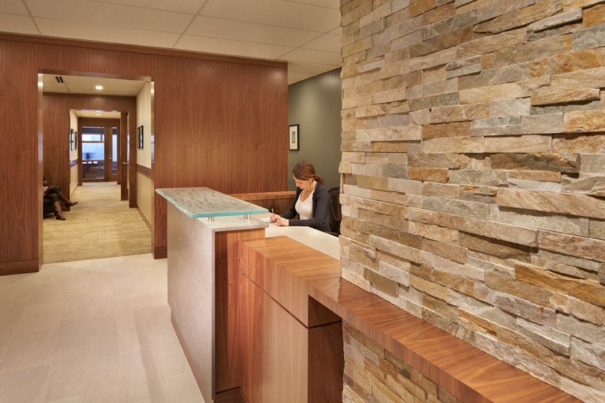 Private Bank Seattle building interior lobby and reception desk