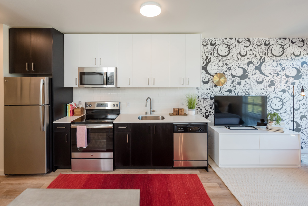 Apartment kitchen and living room