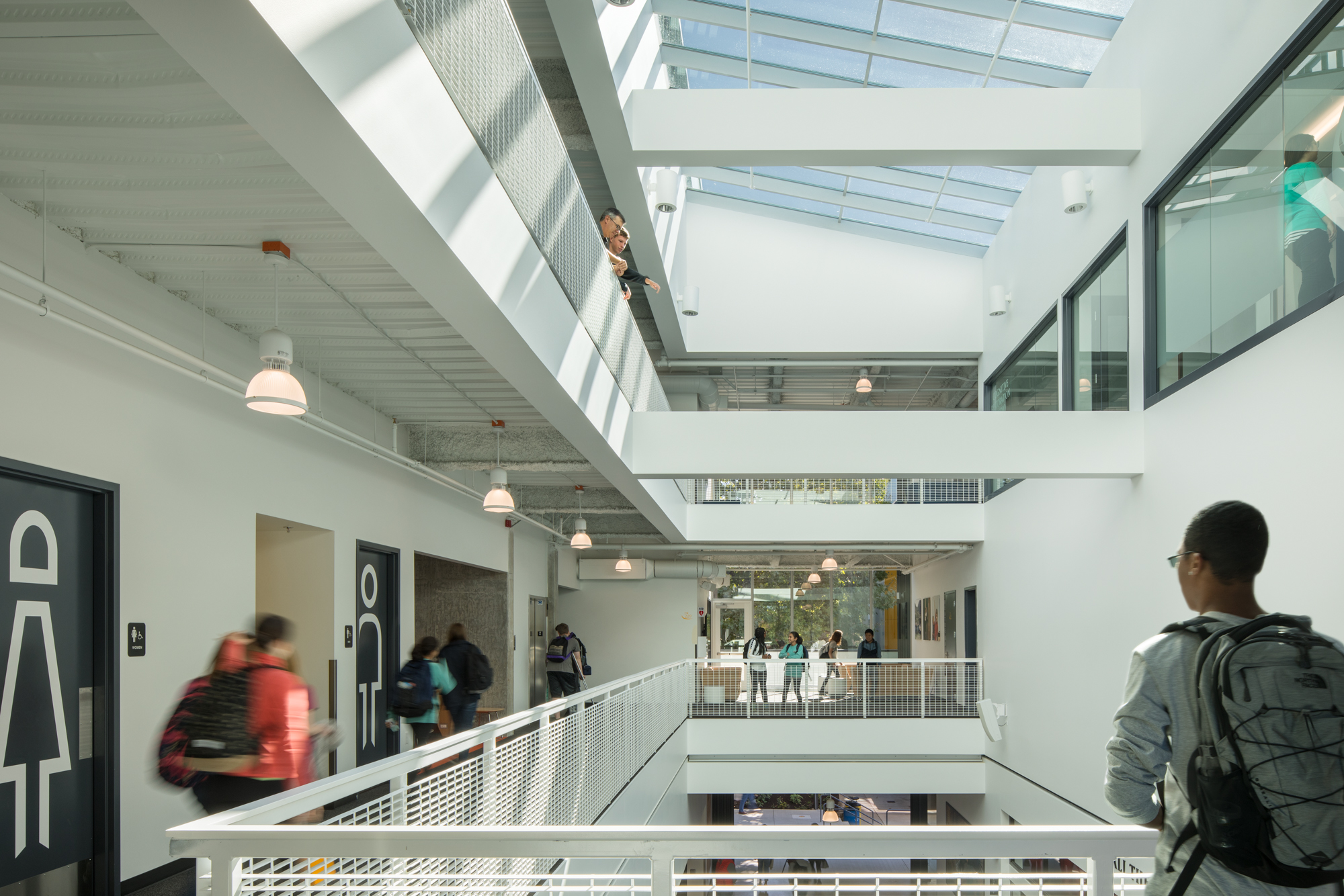 School lounge, stairs, and conference room